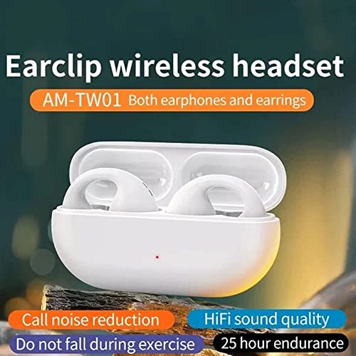 Pofeiya Wireless Ear Clip Bone Conduction Headphones - 2023 New Mini Bone Conduction Headphones Bluetooth, Open Ear Headphones Wireless Bluetooth for Running Cycling Sports Earbuds (Black,A)