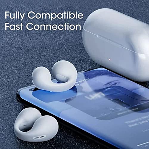 Pofeiya Wireless Ear Clip Bone Conduction Headphones - 2023 New Mini Bone Conduction Headphones Bluetooth, Open Ear Headphones Wireless Bluetooth for Running Cycling Sports Earbuds (Black,A)