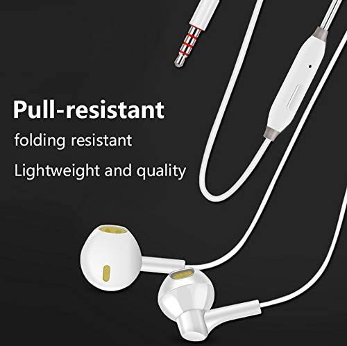 (2 Pack) Premium 3.5mm Wired Earphones/Headphones/Earbuds with Built-in Microphone & Remote Control Compatible for iPhone iPad iPod Samsung Galaxy Android Phone(White)