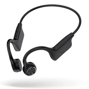 nouskau bone conduction headphones, bluetooth 5.0 open ear headphones with built-in mic, ipx7 sweatproof waterproof wireless sports earphones for running, gym, hiking, cycling, new in (black)