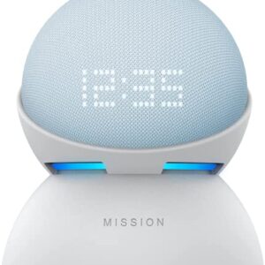 All-New Echo Dot (5th Gen, 2022 release) with clock | Cloud Blue, with Made for Amazon Battery Base| White