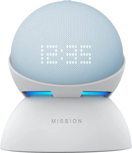 All-New Echo Dot (5th Gen, 2022 release) with clock | Cloud Blue, with Made for Amazon Battery Base| White