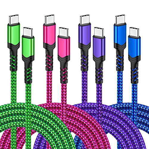 USB C to USB C Cable 10ft,Besgoods USB Type C Charger Fast Charging 60W 3A Braided Long Cord Compatible with Galaxy S23 Ultra S22 S21 S20 A53 iPad Pro Mini6 Air5 MacBook Pixel 7-Purple,Green,Blue,Pink