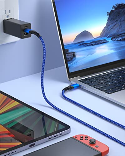 USB C to USB C Cable 10ft,Besgoods USB Type C Charger Fast Charging 60W 3A Braided Long Cord Compatible with Galaxy S23 Ultra S22 S21 S20 A53 iPad Pro Mini6 Air5 MacBook Pixel 7-Purple,Green,Blue,Pink