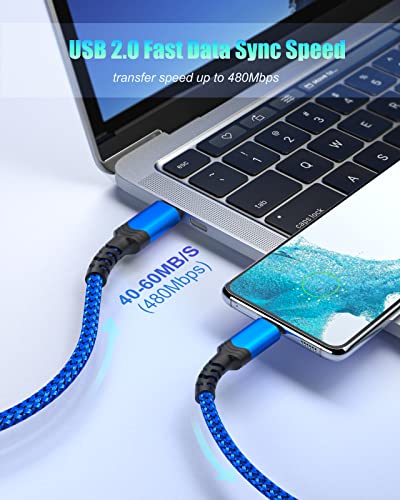 USB C to USB C Cable 10ft,Besgoods USB Type C Charger Fast Charging 60W 3A Braided Long Cord Compatible with Galaxy S23 Ultra S22 S21 S20 A53 iPad Pro Mini6 Air5 MacBook Pixel 7-Purple,Green,Blue,Pink