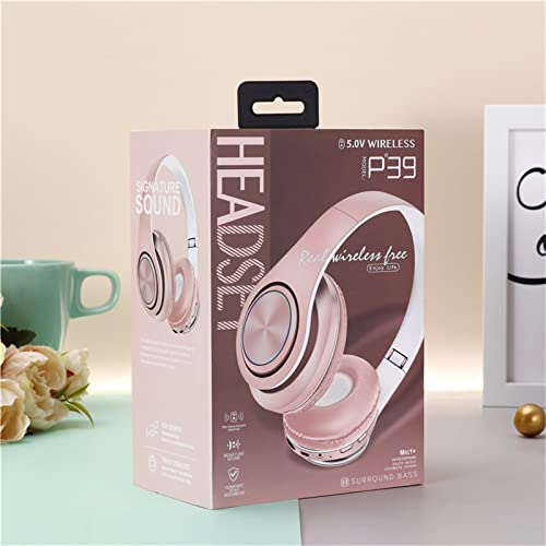 Onlyliua Over-Ear Bluetooth Headphones, Colorful Atmosphere Lamp, Wired and Wireless Dual-Mode, Built in Microphone, Hi-Res Audio, Memory Foam Foldable Headphones, for Gaming, Sport