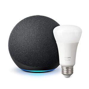 echo (4th gen) | charcoal with philips hue white smart bulb