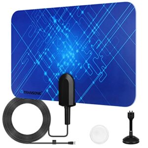 transonic b100 indoor digital flat tv antenna, 360º reception, support hd channels for all type of digital tv