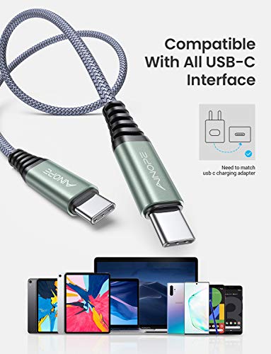 AINOPE USB C to USB C Cable,[2-Pack 10ft][Never Rupture] USB C Cable 60W 3.1A Type C Charger Cord Compatible with Samsung Galaxy S21 S21+ S20+ S10 Note 20 Ultra 10, MacBook Pro, iPad Pro/Air,Pixel 4a