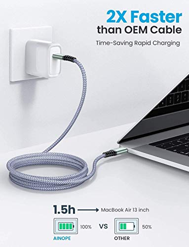 AINOPE USB C to USB C Cable,[2-Pack 10ft][Never Rupture] USB C Cable 60W 3.1A Type C Charger Cord Compatible with Samsung Galaxy S21 S21+ S20+ S10 Note 20 Ultra 10, MacBook Pro, iPad Pro/Air,Pixel 4a
