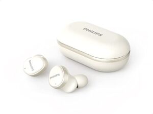 philips t4556 true wireless headphones with active noise canceling (anc) and ipx4 water resistance, white