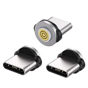 aufu fast magnetic usb type c connector/tip/heads 3 pack 360° rotating magnetic phone adapter connector for usb type c, no cable