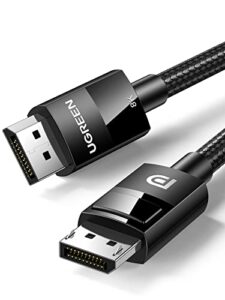 ugreen vesa certified 8k displayport cable 6ft, dp 1.4 cable displayport to displayport cable support 8k@60hz, 4k@144hz, freesync, g-sync, hdr, 32.4gbps for hdtvs, displays, monitors, graphics, pc
