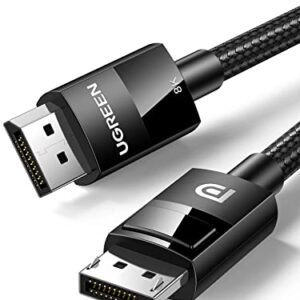 UGREEN VESA Certified 8K DisplayPort Cable 6FT, DP 1.4 Cable Displayport to Displayport Cable Support 8K@60Hz, 4K@144Hz, FreeSync, G-Sync, HDR, 32.4Gbps for HDTVs, Displays, Monitors, Graphics, PC