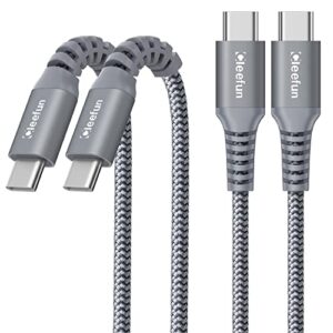 cleefun [10ft, 2-pack] usb c to usb c cable for samsung galaxy s22/s22+, s21/s21+, s20/s20+ ultra 5g, 60w type c charger cord fast charging premium nylon braided