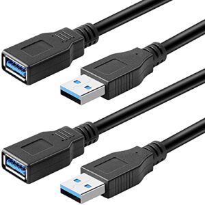 pasow 2 pack usb 3.0 extension cable superspeed type a male to female extender cord (1ft)