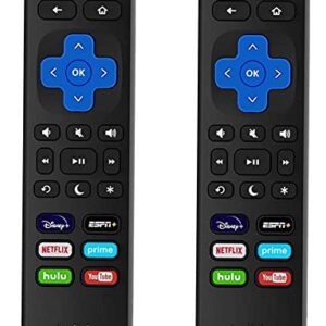 1-clicktech for【Roku TV & Roku Box】 Remote Control - TCL Hisense ONN Sanyo Sharp Hitachi Element Insignia Westinghouse LG JVC Magnavox Roku TV, w/ 12 Opt. Channels [NOT for Stick] (2 Pack Remote)