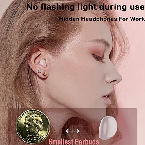 Xmenha Single Beige Wireless Smallest Invisible Earbuds Hidden for Work Bluetooth Invisible Hidden Headphones Mini Micro Tiny Earbuds Small Ear Canals