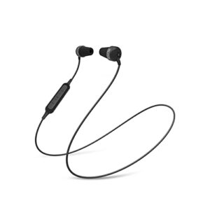 koss the plug wireless bluetooth in-ear buds, in-line microphone and remote, noise isolating memory foam cushions, black