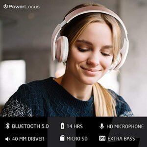 PowerLocus Rose Gold Bluetooth Headphones with White/Purple Bluetooth Headphones