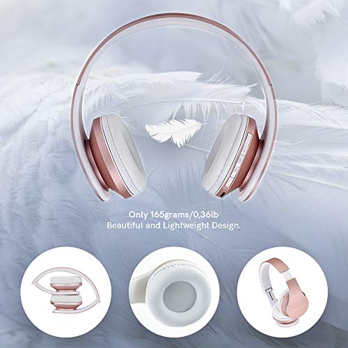 PowerLocus Rose Gold Bluetooth Headphones with White/Purple Bluetooth Headphones