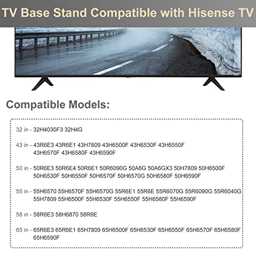 TV Legs for Hisense TV Legs with Remote for Roku TV & Roku Players, TV Base Stand for Hisense TV Stand 32" 43" 50" 55" 58" 60" 65" TV with Screws, Base Stand & Replacement Remote for Hisense Roku TV