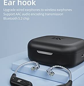 erjigo TWS + Earbuds Hook 2Pin Connector with Mic Support/30 Hours Playback,KZ-AZ09 HD Bluetooth5.2 Ear Hook Compatible with 0.75/0.78mm Pin Earphones/Headphones/Headsets for Sports (C Pin)