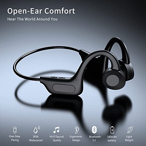 Open Ear Air Conduction Bluetooth Headphones, AOCOAKW Ear Hook Wireless Sports Earphones with Mic Lightweight 5 Hrs Playtime for Workouts, Running, Cycling, Gyming