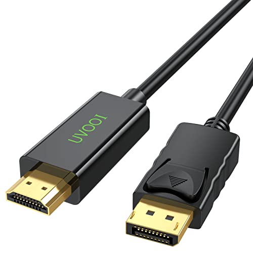 DisplayPort to HDMI Cable 6 Feet, Display Port DP to HDMI Cord 1080P Support Audio & Video, Compatible with Computer, Monitor, Projector, TV