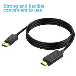 DisplayPort to HDMI Cable 6 Feet, Display Port DP to HDMI Cord 1080P Support Audio & Video, Compatible with Computer, Monitor, Projector, TV