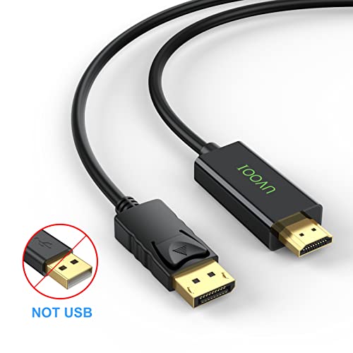 DisplayPort to HDMI Cable 6 Feet, Display Port DP to HDMI Cord 1080P Support Audio & Video, Compatible with Computer, Monitor, Projector, TV