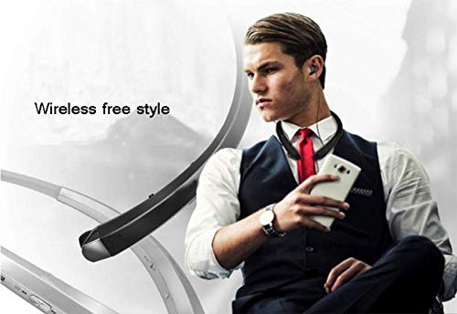 QT S Bluetooth Headset, Lightweight Retractable for Neckband Bluetooth Headphones for Sports Exercise Home & Office, Noise Cancelling Stereo Neckband Wireless Headset Talk 9-10 Hours