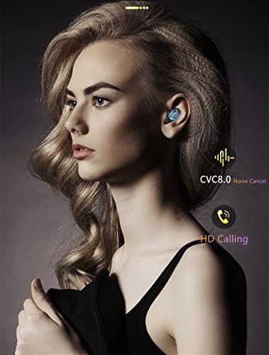 Fenpos Bluetooth 5.1 Wireless Earbuds Earphones, Low Latency Stereo HiFi Sound Quality & Deep Bass Earphone, True Wireless Earbuds for Android and iPhone (R12 with Light)