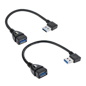 ucec usb 3.0 extension cable short superspeed usb cable extender usb 90 degree adapter-male to female-a left & right angle for webcam, printer, flash drive, hard drive, usb keyboard, gamepad, 2 pack