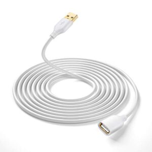 besgoods usb extension cable, 16ft/5m usb 2.0 type a male to a female extension cord usb cable extender with gold-plated connectors for hard drive,wifi,keyboard,mouse,printer-white