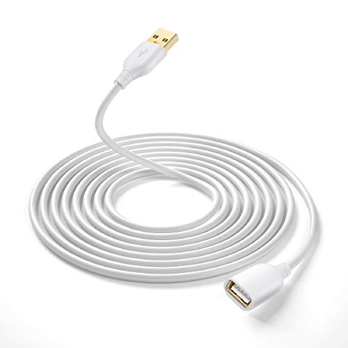 Besgoods USB Extension Cable, 16Ft/5M USB 2.0 Type A Male to A Female Extension Cord USB Cable Extender with Gold-Plated Connectors for Hard Drive,WiFi,Keyboard,Mouse,Printer-White