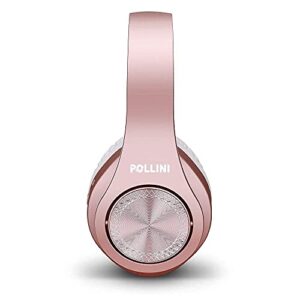 pollini Bluetooth Headphones Over Ear, Wireless Headset V5.0 with 6 EQ Modes, Soft Memory-Protein Earmuffs and Built-in Mic for iPhone/Android Cell Phone/PC/TV