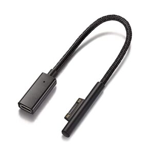 sisyphy nylon braided surface connect to usb-c charging cable compatible for microsoft surface pro7 go2 pro6 5/4/3 surface laptop book,works with 45w 15v3a usbc charger and 3a usbc cable – 0.2 meters