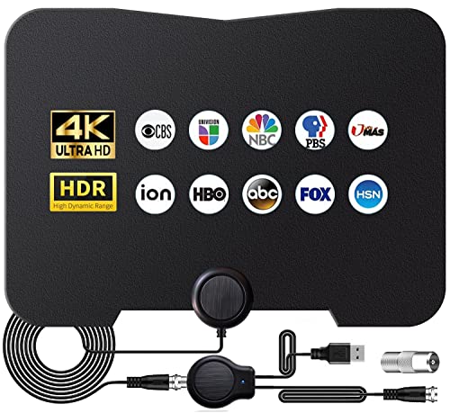 TV Antenna for Smart TV, TV Antenna Indoor 380+ Miles Long Range, Antenna TV Digital HD Indoor Support 4K 1080p UHF VHF FM, Digital Antenna for TV for Local Channels, TV Antenna Amplifier Booster