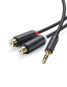 ugreen 3.5mm male to 2 rca female jack stereo audio cable y adapter gold plated red and white to headphone cord compatible with iphone ipod ipad mp3 tv dvd player dj controller mixer speaker, 0.8 feet