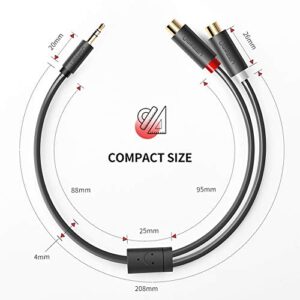 UGREEN 3.5mm Male to 2 RCA Female Jack Stereo Audio Cable Y Adapter Gold Plated Red and White to Headphone Cord Compatible with iPhone iPod iPad MP3 TV DVD Player DJ Controller Mixer Speaker, 0.8 Feet