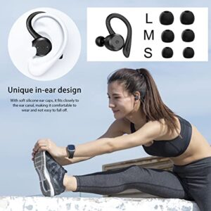 Lopnord Wireless Earbuds, Earbuds Noise Cancelling with Microphone 5.1 Sport Headphones with Charging Case, IPX7 Waterproof Sports True Wireless Earbuds with Ear Hook for Outdoor Running Travel