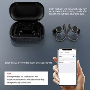 Lopnord Wireless Earbuds, Earbuds Noise Cancelling with Microphone 5.1 Sport Headphones with Charging Case, IPX7 Waterproof Sports True Wireless Earbuds with Ear Hook for Outdoor Running Travel