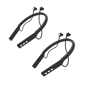 impecca bluetooth headset neckband w/ultra soft leather design & magnetic earbuds, control audio & hands-free, wireless stereo neckband earbuds w/microphone, for car/home/office/ – 2 pack -black