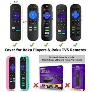 3 Pack Remote Cover for Roku, The Remote Case Compatible with Roku Voice Remote Official, Silicone Universal Protective Controller Sleeve for Roku TV Remote Glow in The Dark Pink Blue