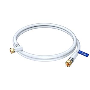 coaxial cable rg6, with a right angle 90° connector, 1.5 ft, coax cable f-type triple shielded coax cable 1.5 feet (white)