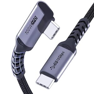 sumpk usb c to usb c charging cable 3.1 gen 2 [3.3ft 2 pack], 100w usb c cable 3.1 pd fast charging cable e-mark chip superspeed 10 gbps 90 degree 4k monitor video output data cable for google pixel