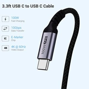 SUMPK USB C to USB C Charging Cable 3.1 Gen 2 [3.3ft 2 Pack], 100W USB C Cable 3.1 PD Fast Charging Cable E-Mark Chip SuperSpeed 10 Gbps 90 Degree 4K Monitor Video Output Data Cable for Google Pixel