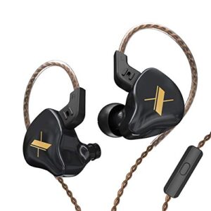kz edx wired headset in ear entry level hifi headset 3.5mm detachable 2pin iem bass music game headset(black, mic)