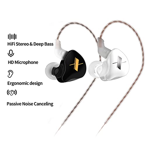 KZ EDX Wired Headset in Ear Entry Level HiFi Headset 3.5mm Detachable 2pin IEM bass Music Game Headset(Black, Mic)